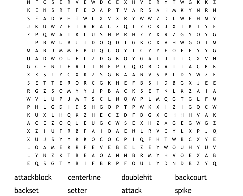 Volleyball Terms Word Search WordMint