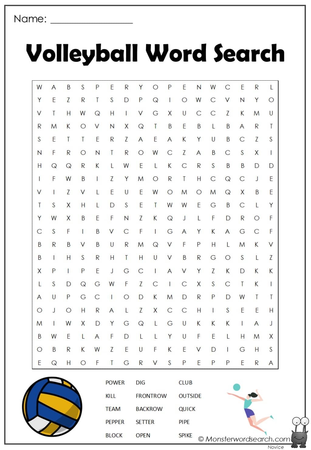 Free Printable Word Search Puzzles Volleyball