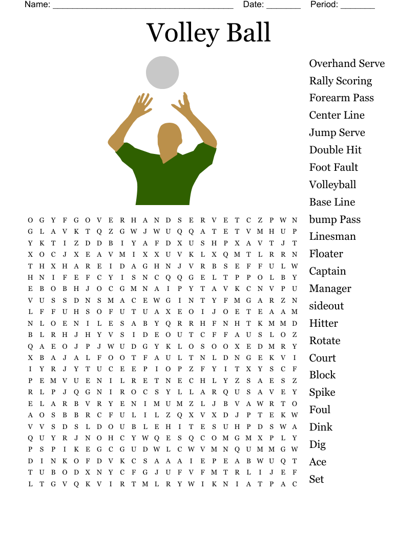 Volleyball Word Search WordMint