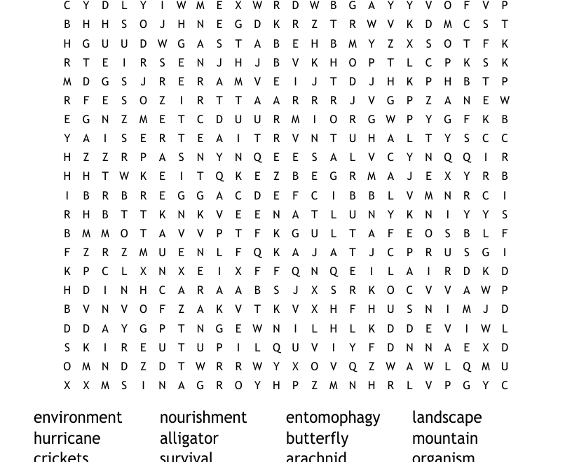 Walking With Nature Word Search WordMint