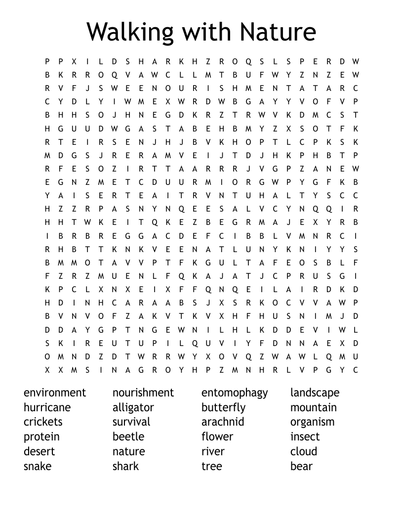 Walking With Nature Word Search WordMint