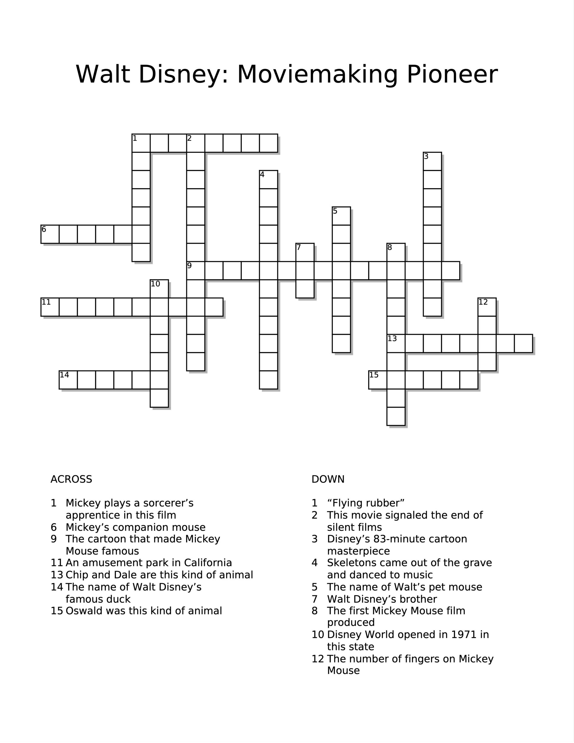 Walt Disney Moviemaking Pioneer Reading Comprehension Passage And Assessment Classful