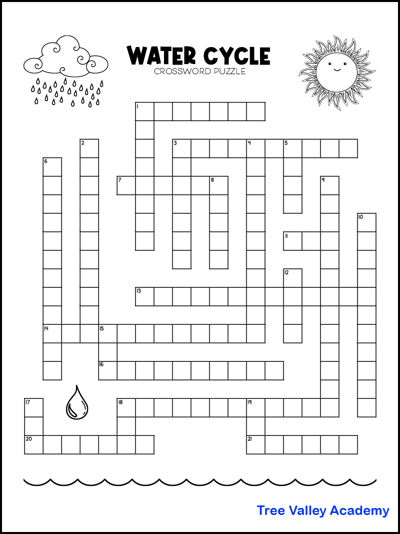 Water Cycle Crossword Puzzle Tree Valley Academy Worksheets Library