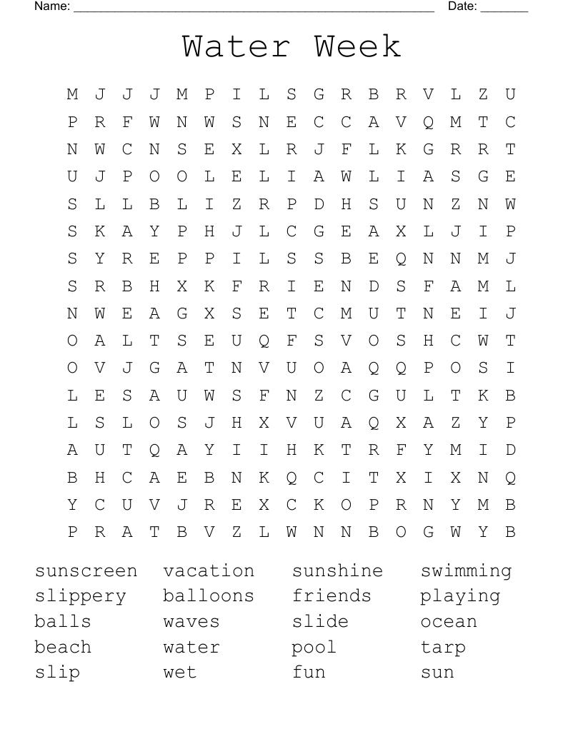 Water Week Word Search WordMint Water Week Word Search WordMint