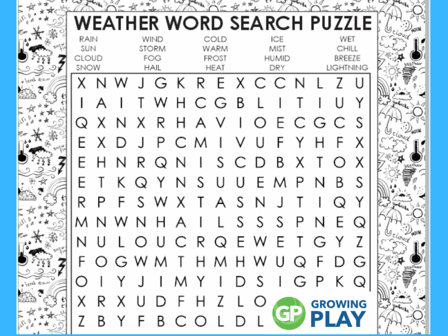 Weather Word Search Free Printable Growing Play