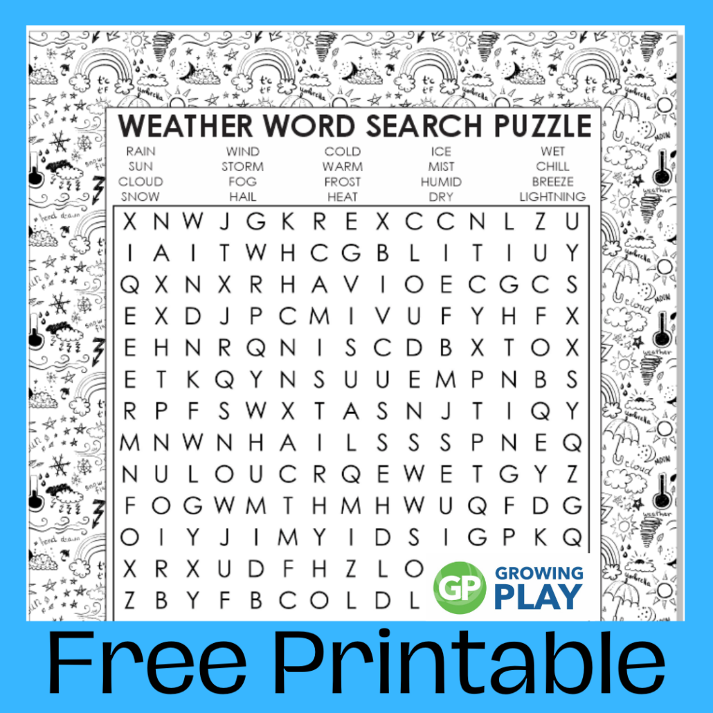Weather Word Search Free Printable Growing Play