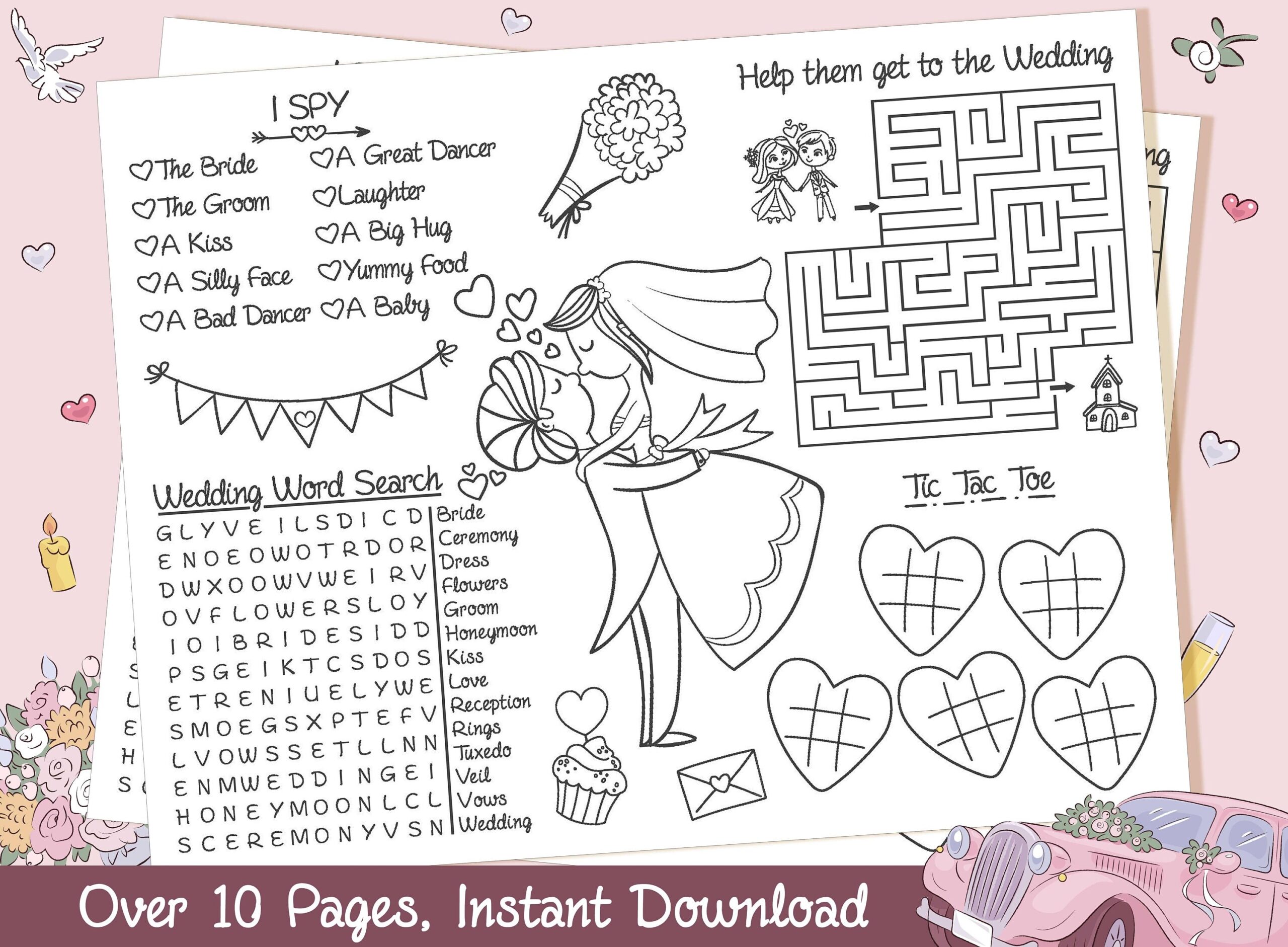Wedding Coloring Pages Fun Activity Book For Kids Perfect For Wedding Receptions And Table Favors PDF File Instant Download Etsy
