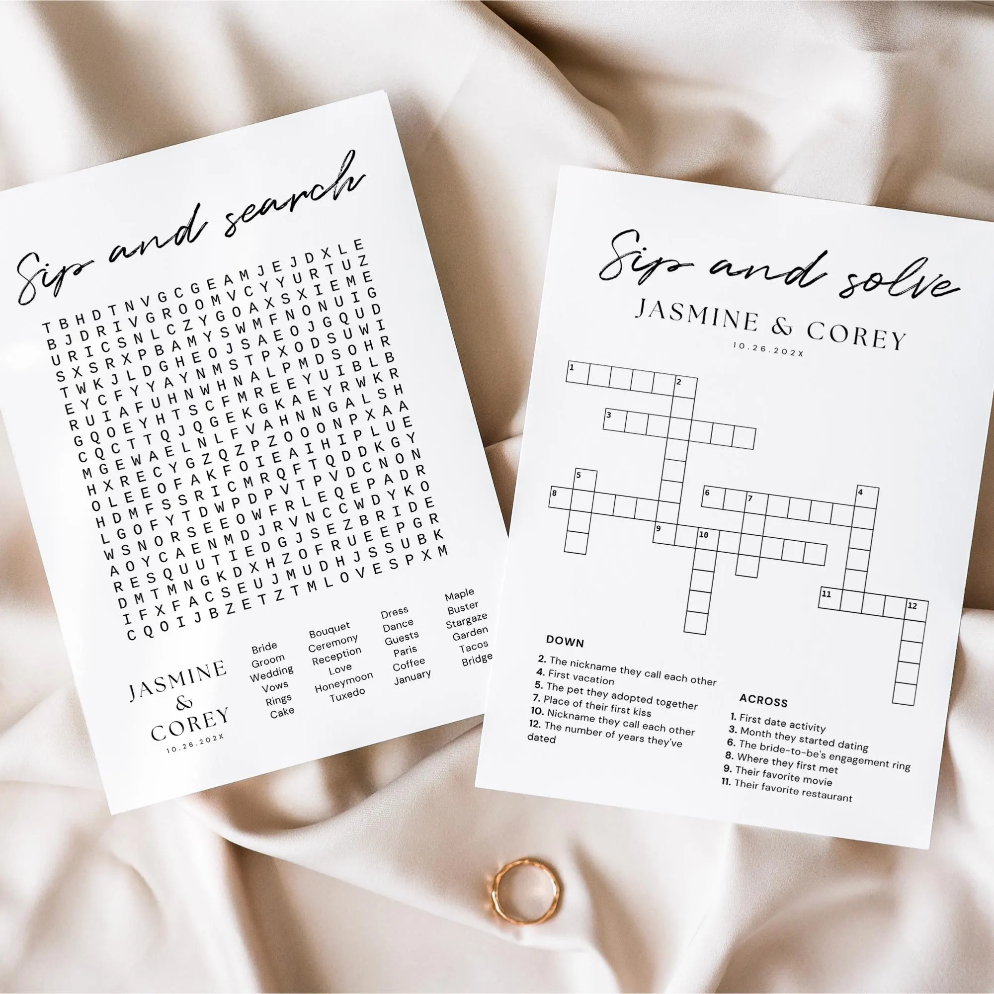 Wedding Crossword Etsy