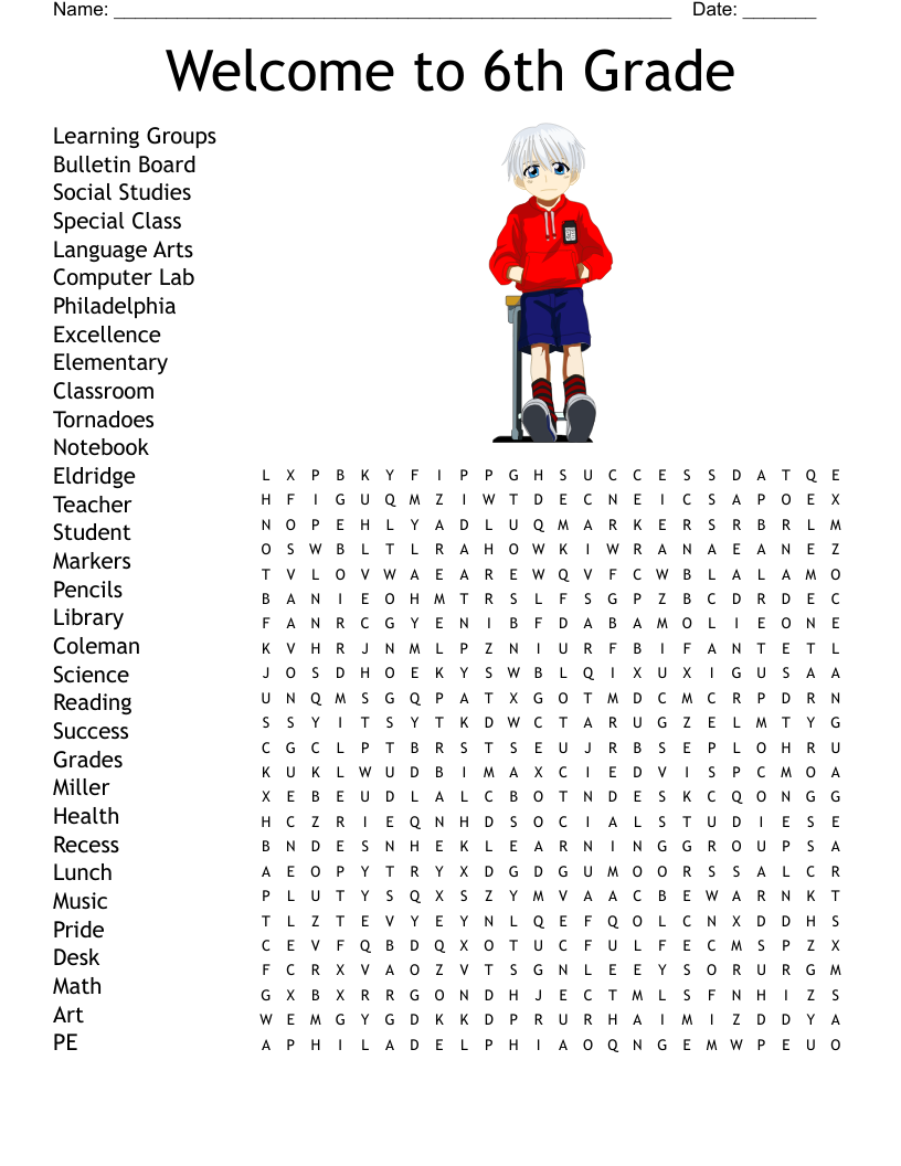 6th Grade Social Studies Word Search Printable