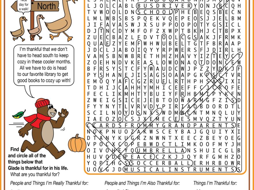 What Are You Thankful For Thanksgiving Printable Word Search Puzzle Made By Teachers