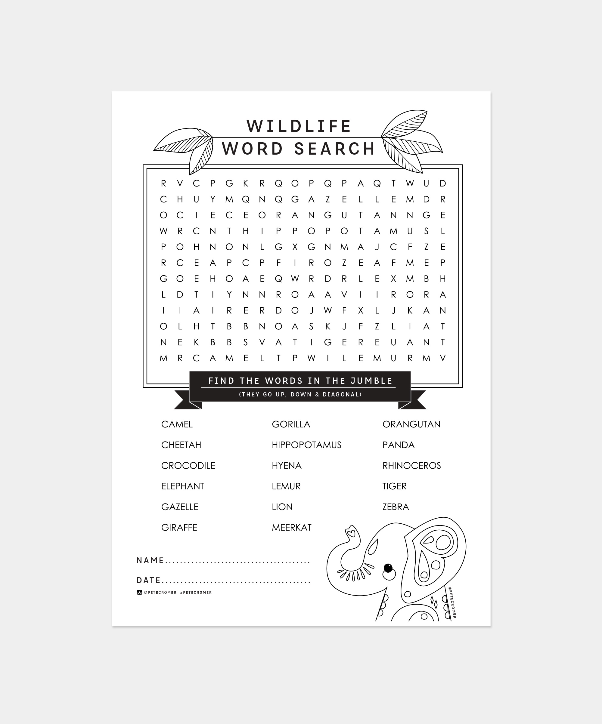Wildlife Word Search Printable Pete Cromer