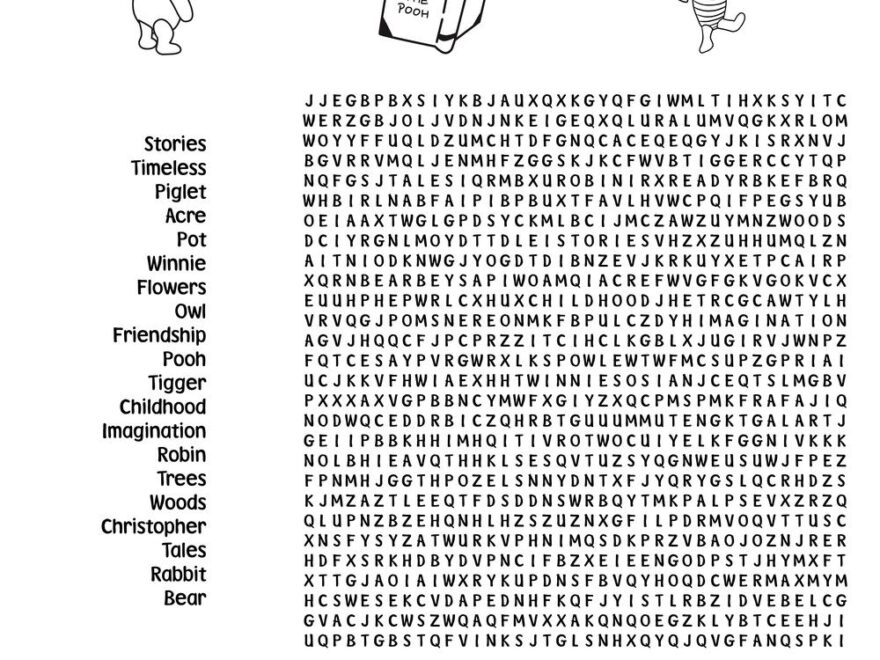 Winnie the Pooh themed Word Searches Beeloo Printable Crafts And Activities For Kids