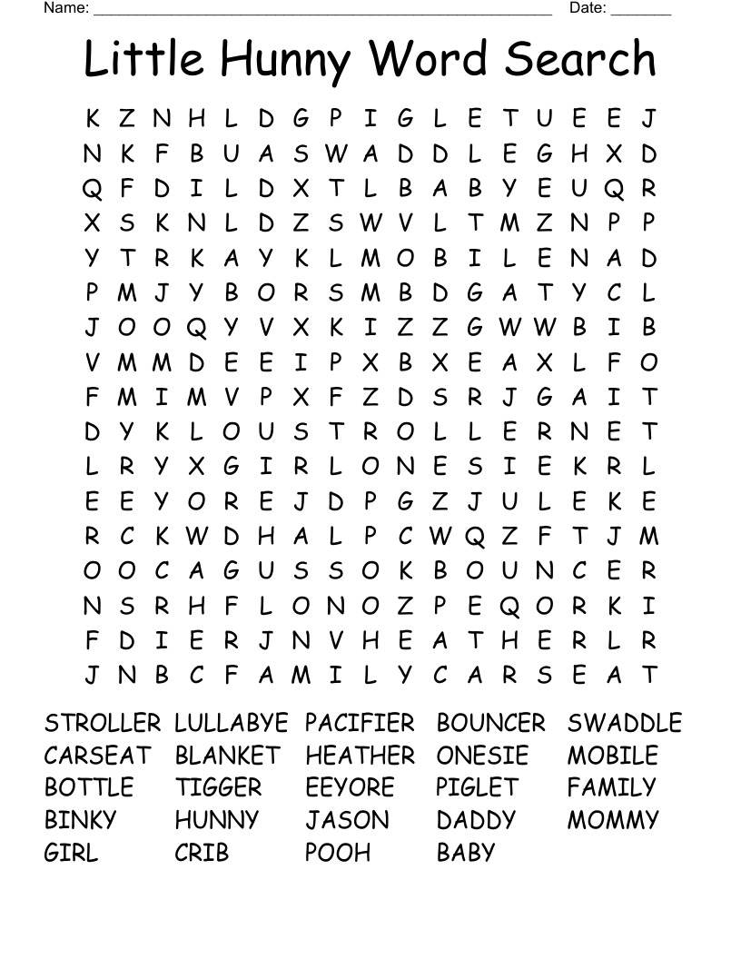 Winnie The Pooh Word Search WordMint