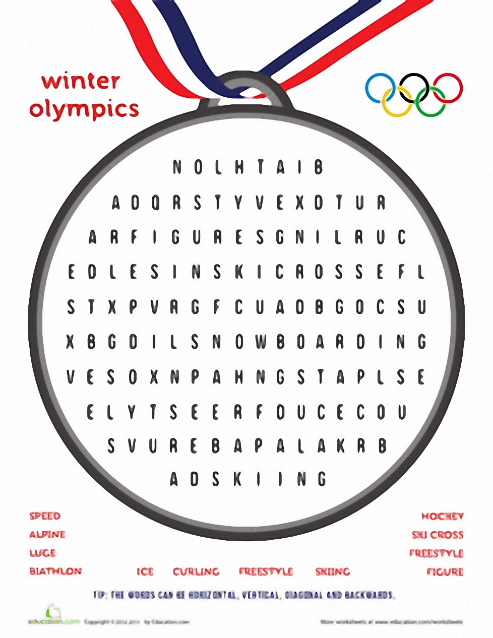 Winter Olympics Word Search Northern News