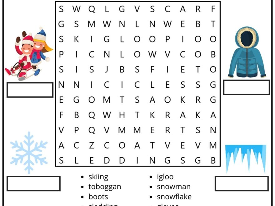 Winter Vocabulary Word Search And Match The Words Activity For ESL Students And Kids Ezpzlearn