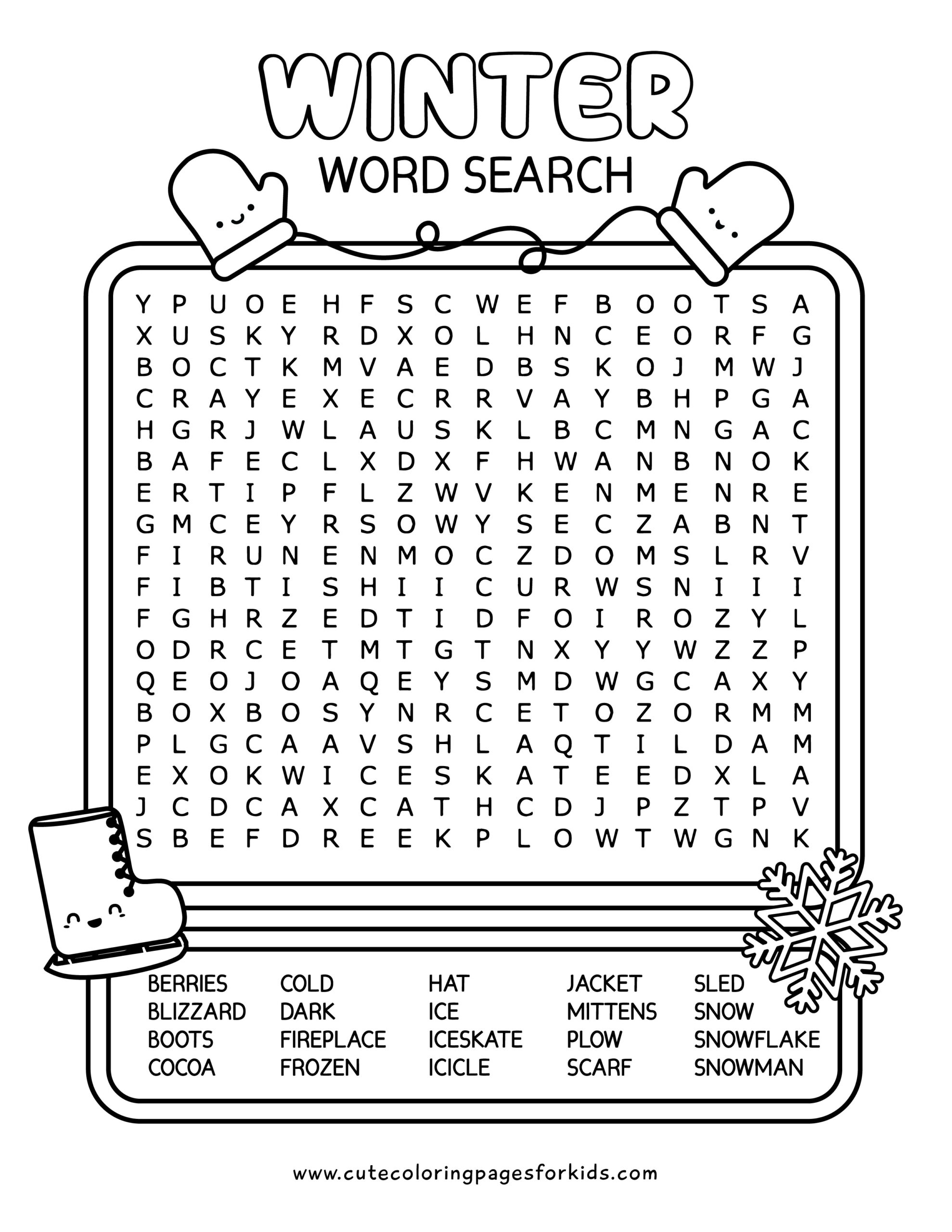 Winter Word Search Free Printable Activity For Kids Cute Coloring Pages For Kids