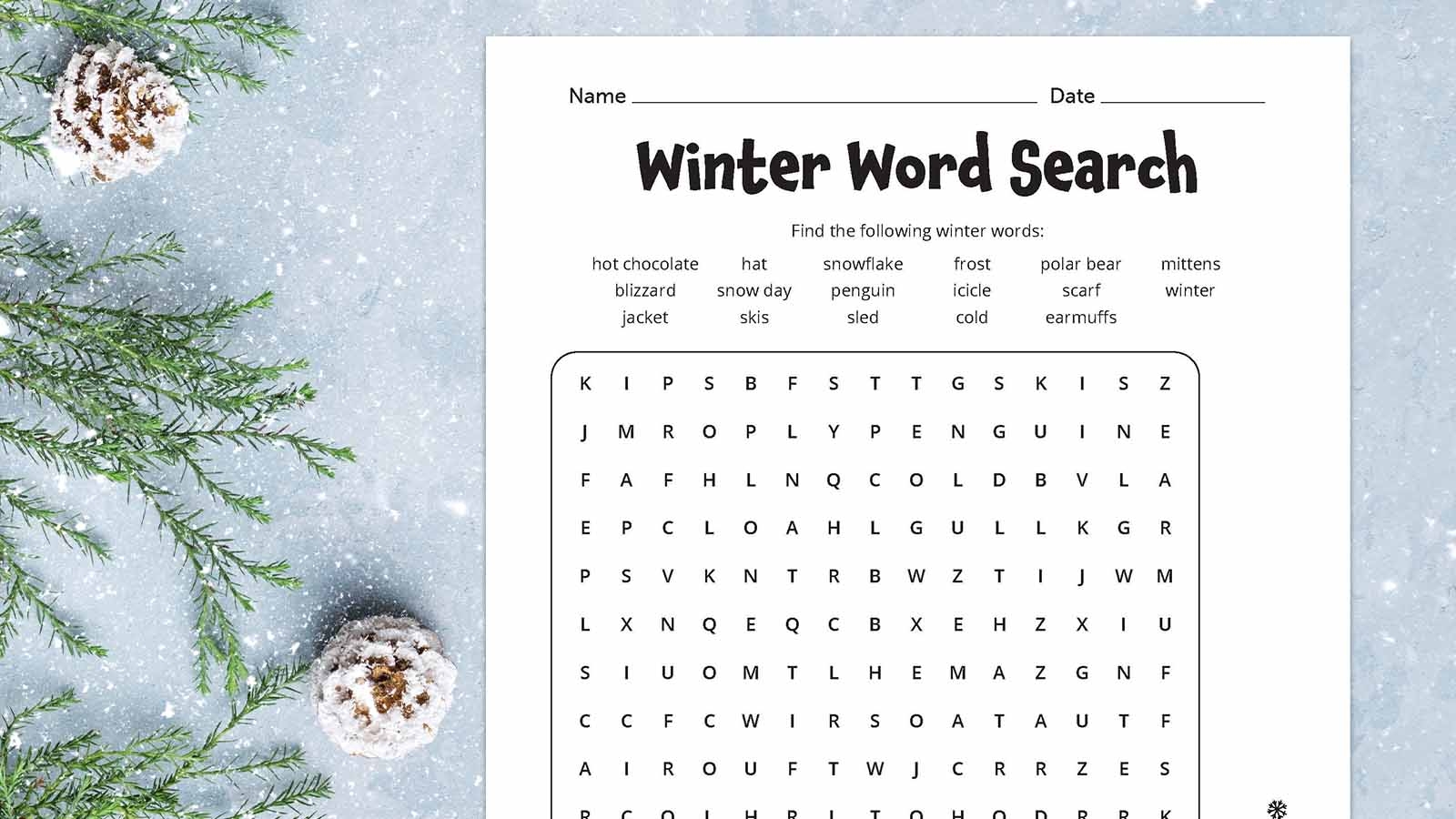 Printable Winter Word Search For Kids
