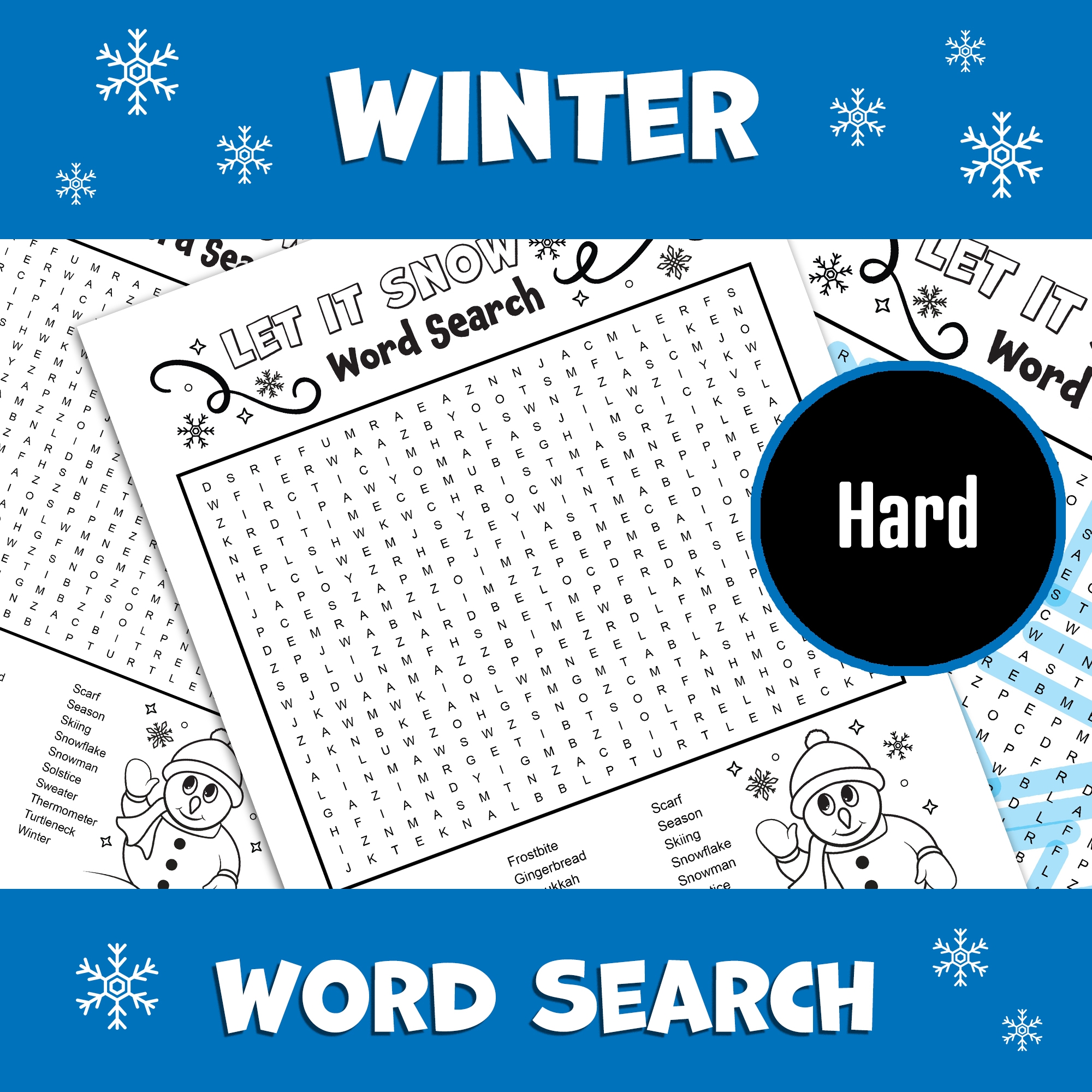 Winter Word Search Puzzle Hard Level Winter Word Game Activity Made By Teachers