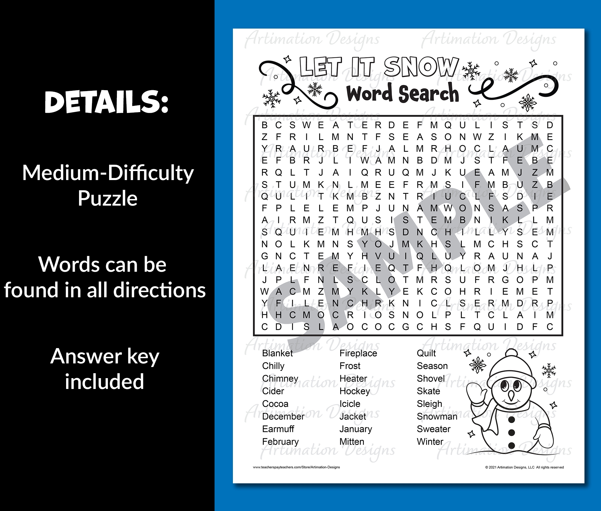 Winter Word Search Puzzle Medium Winter Activity Made By Teachers