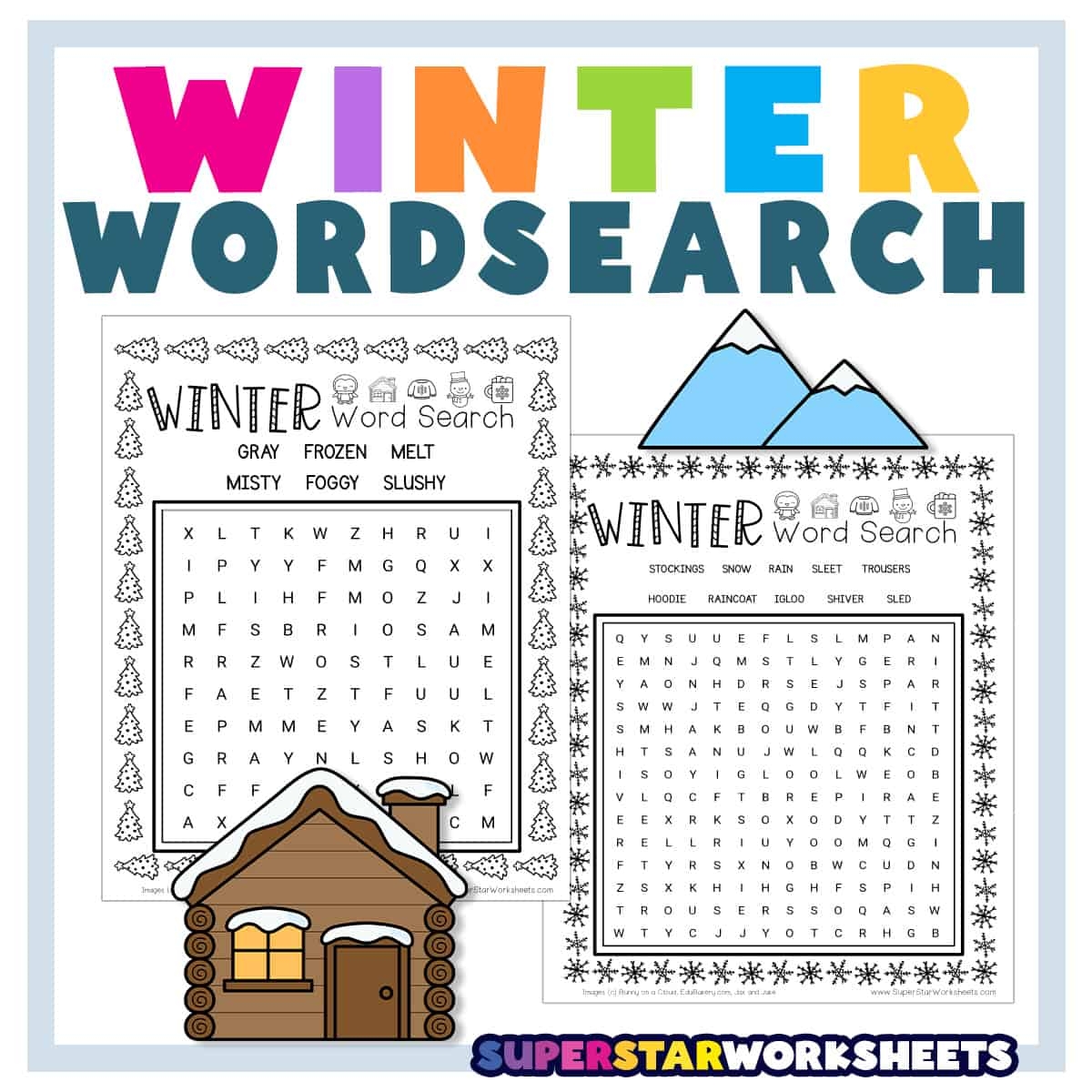 winter word search superstar worksheets