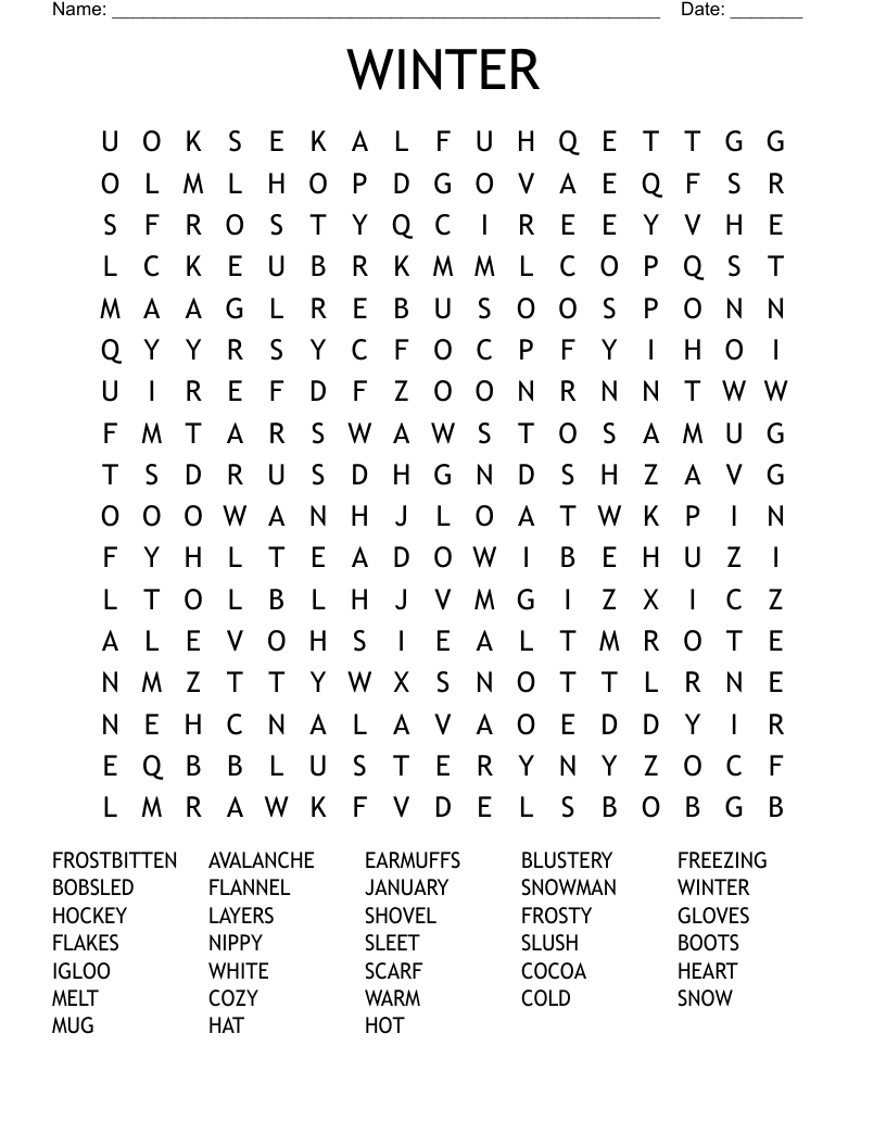 WINTER Word Search WordMint