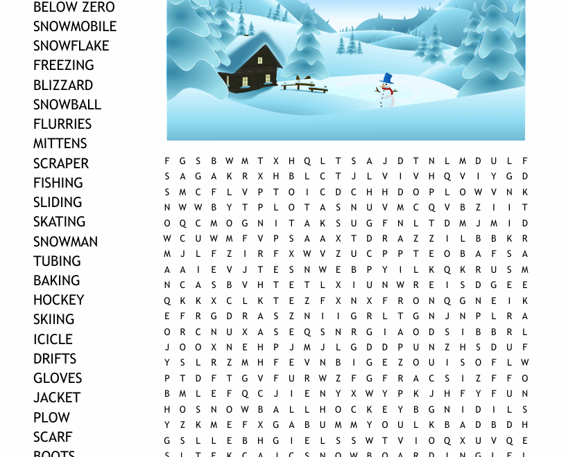 Winter Word Search WordMint