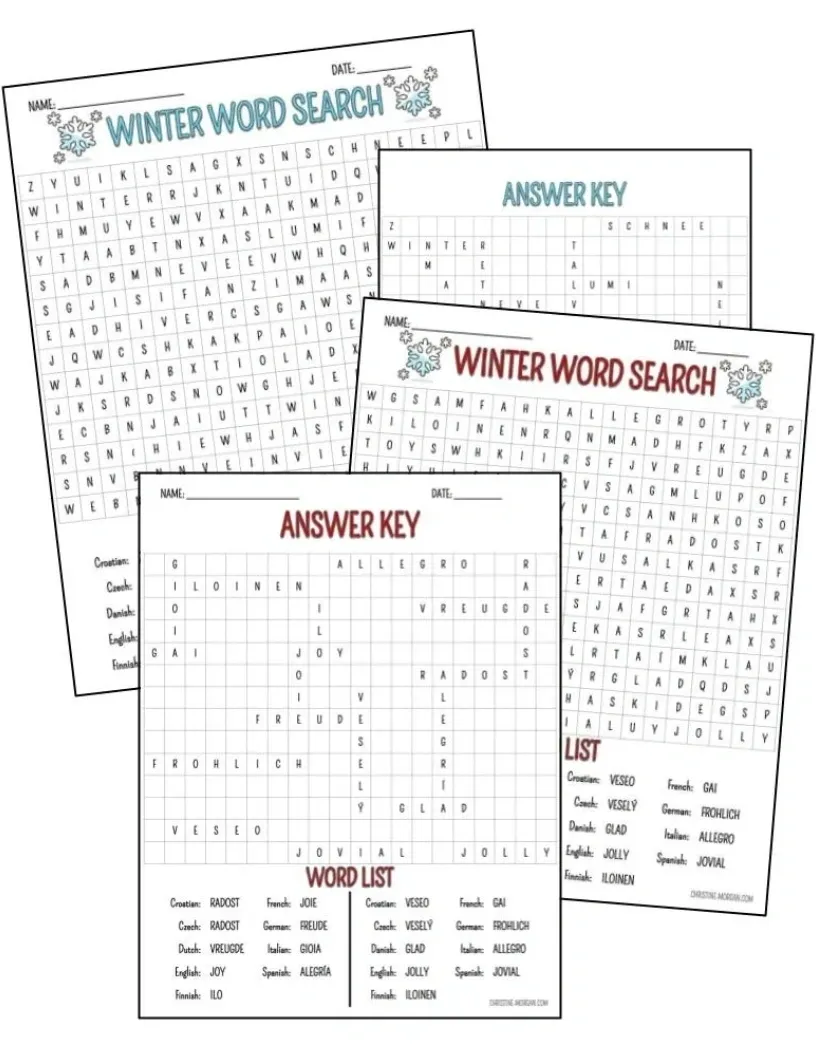 Winter Word Searches