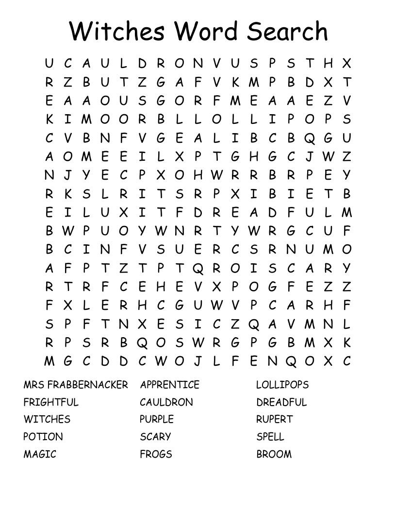 Witches Word Search WordMint