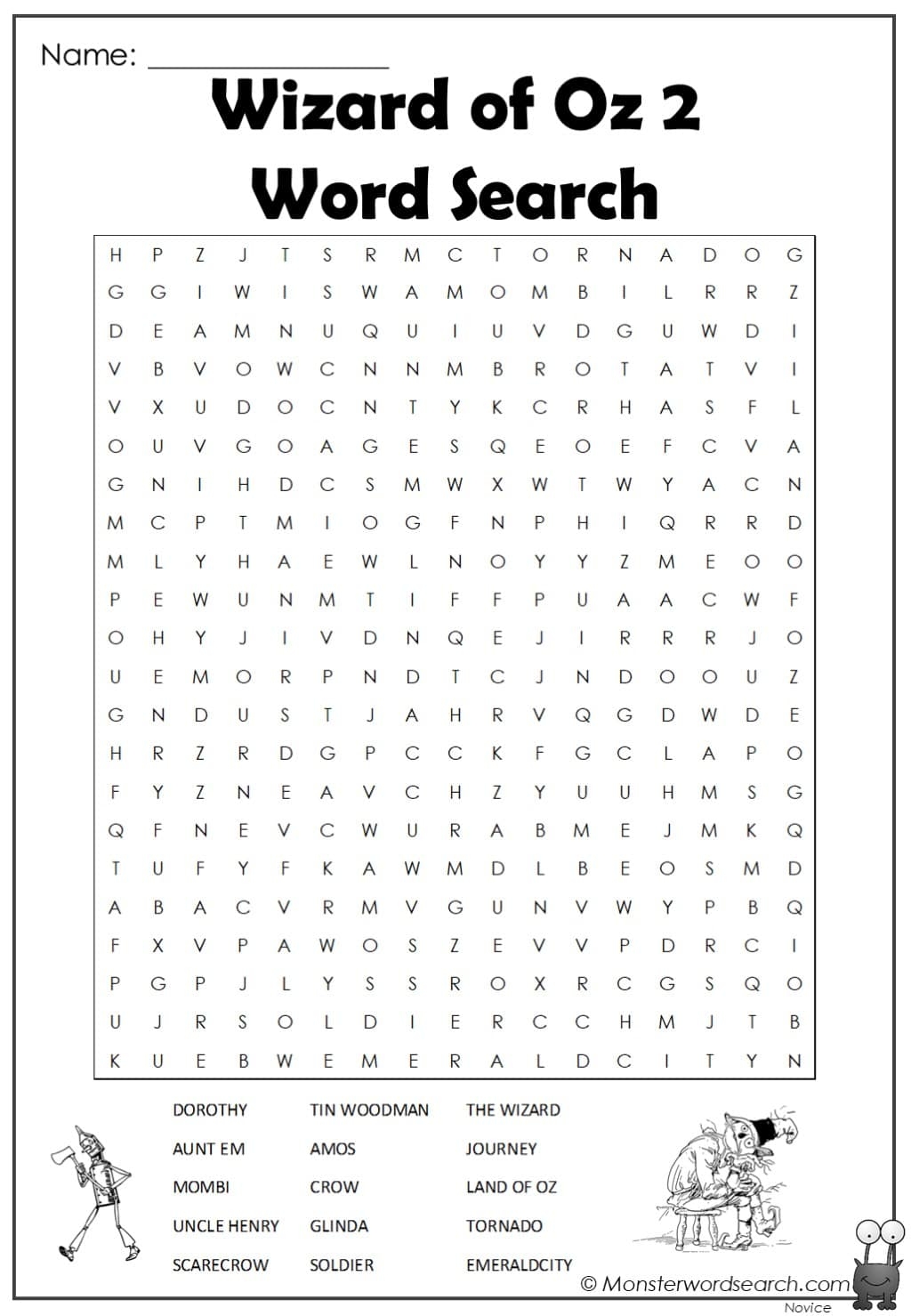 Wizard Of Oz 2 Word Search Monster Word Search Wizard Of Oz 2 Word Search Monster Word Search