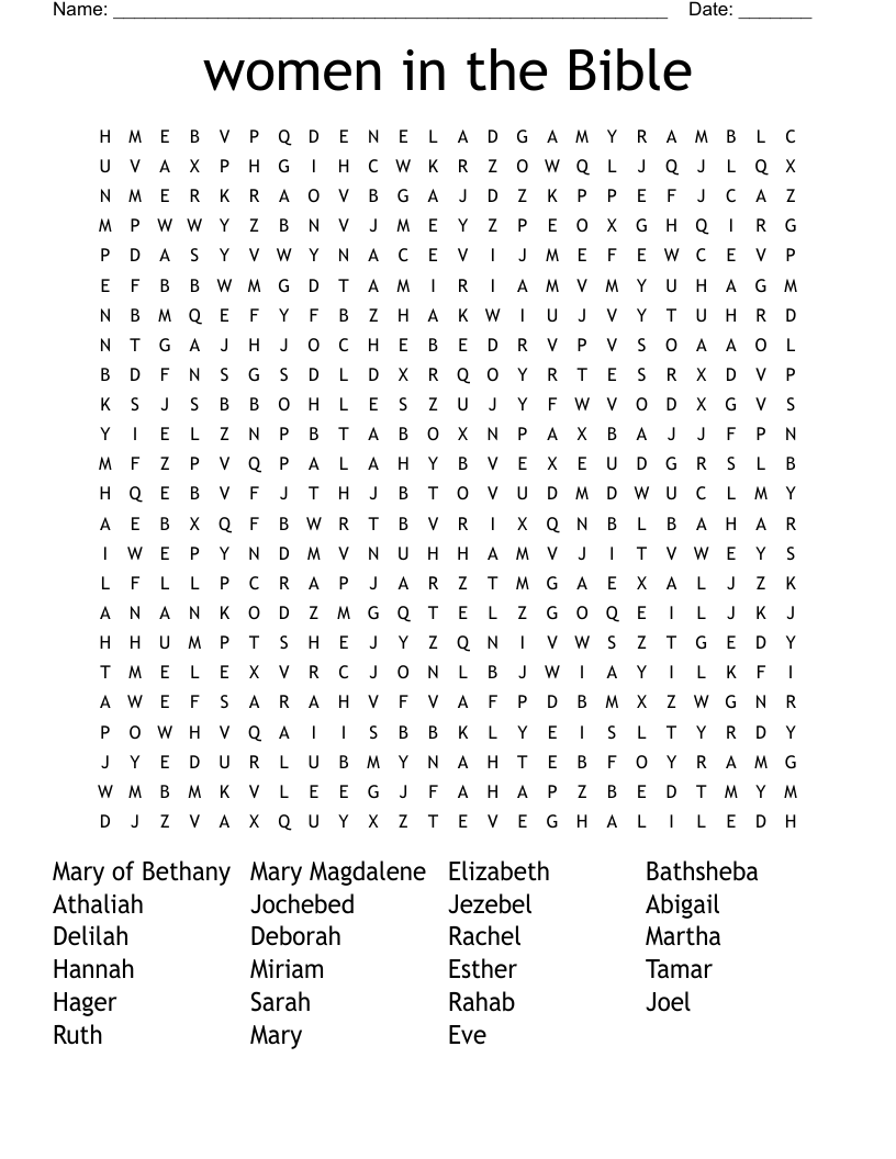 Women In The Bible Word Search WordMint