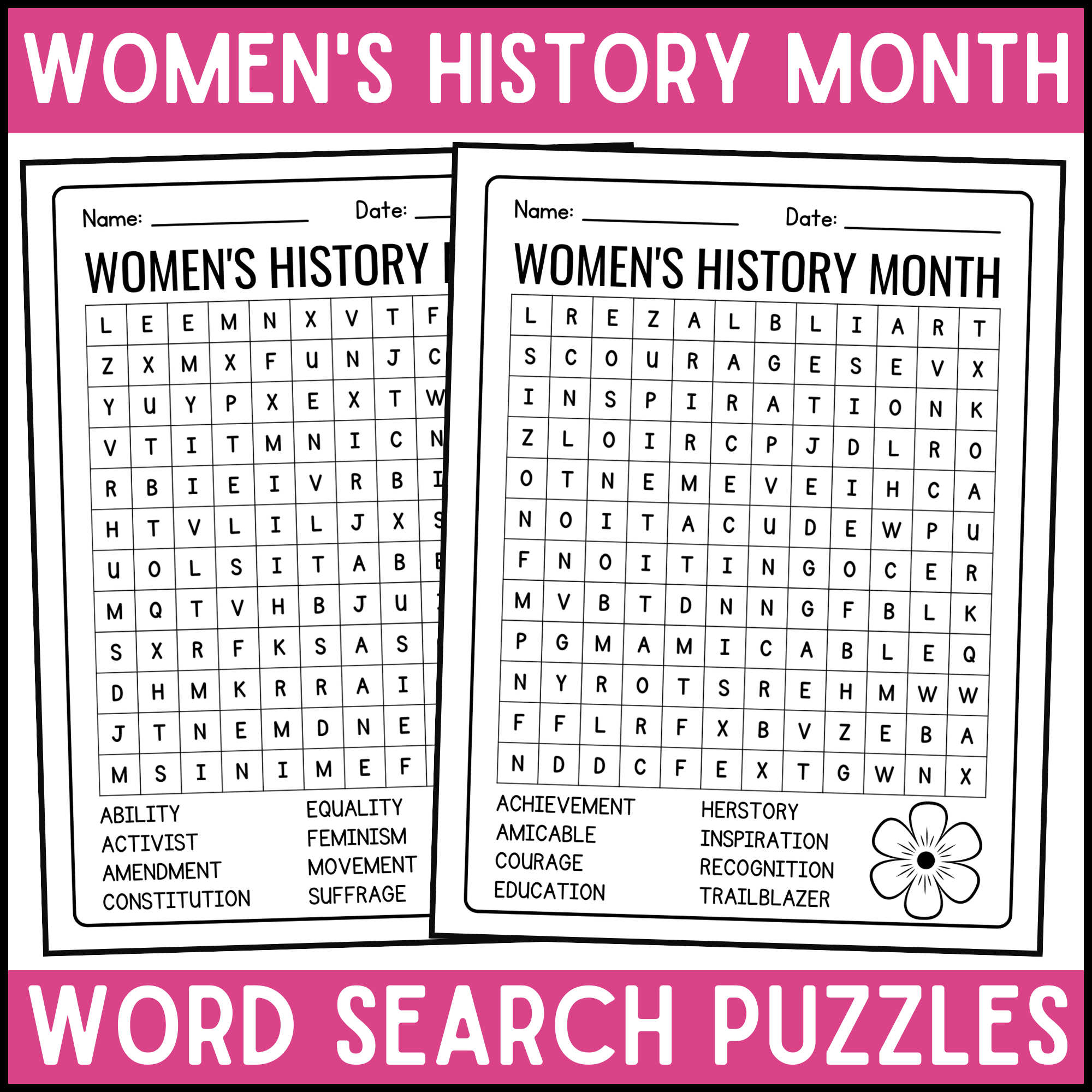 Women s History Month Word Search Puzzles Women s History Month Activity Made By Teachers