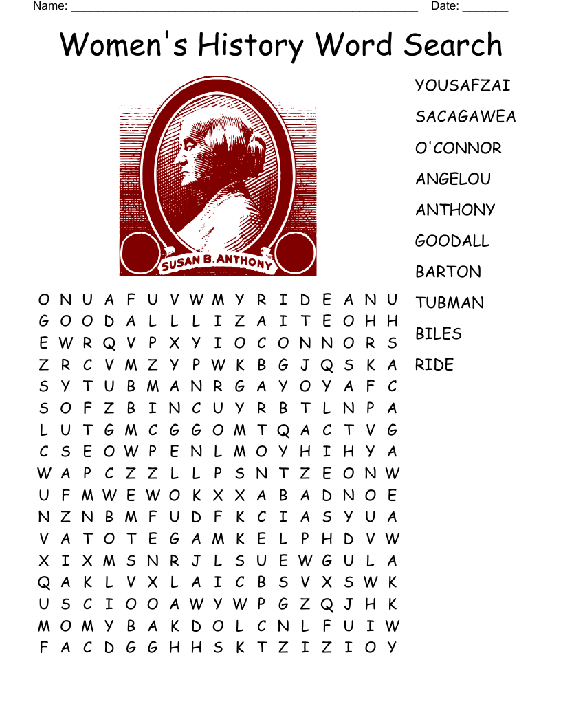 Women s History Word Search WordMint