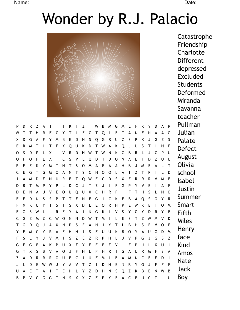 Wonder By R J Palacio Word Search WordMint