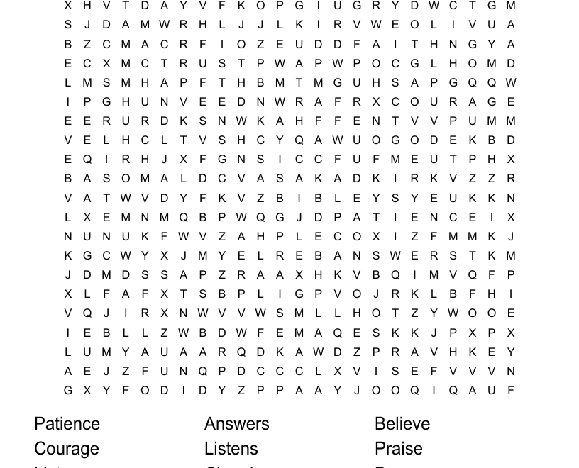 Woodside Kids Prayer And Fasting Word Search Puzzle October 29 WordMint