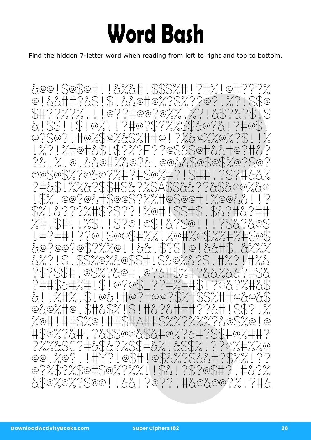 Word Bash In Super Ciphers 182