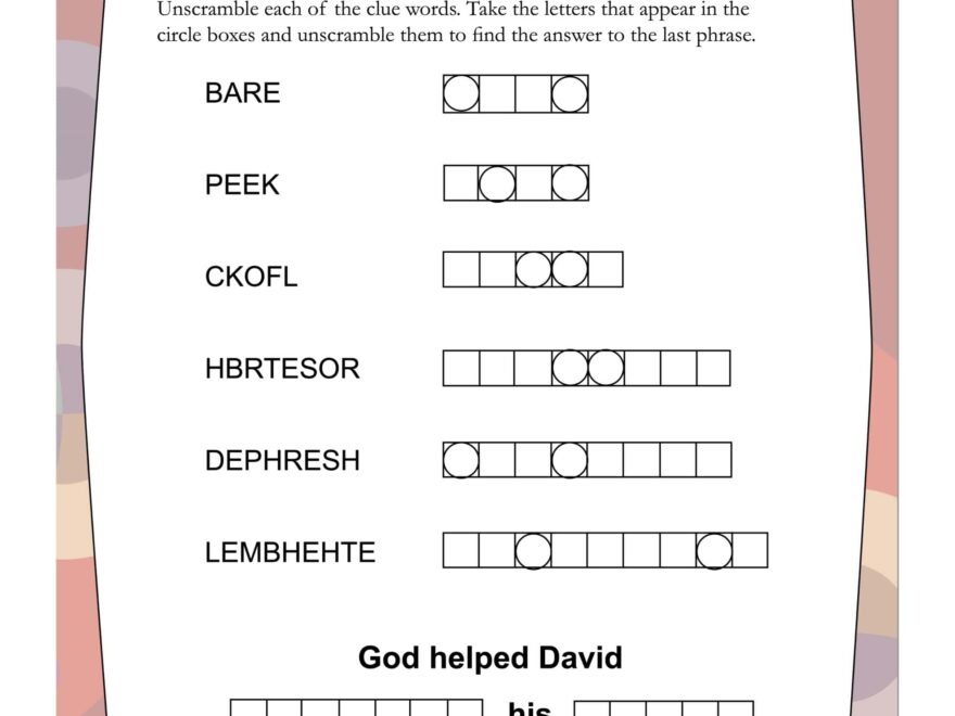 Word Scramble Puzzles Bible Lesson Activities For Children