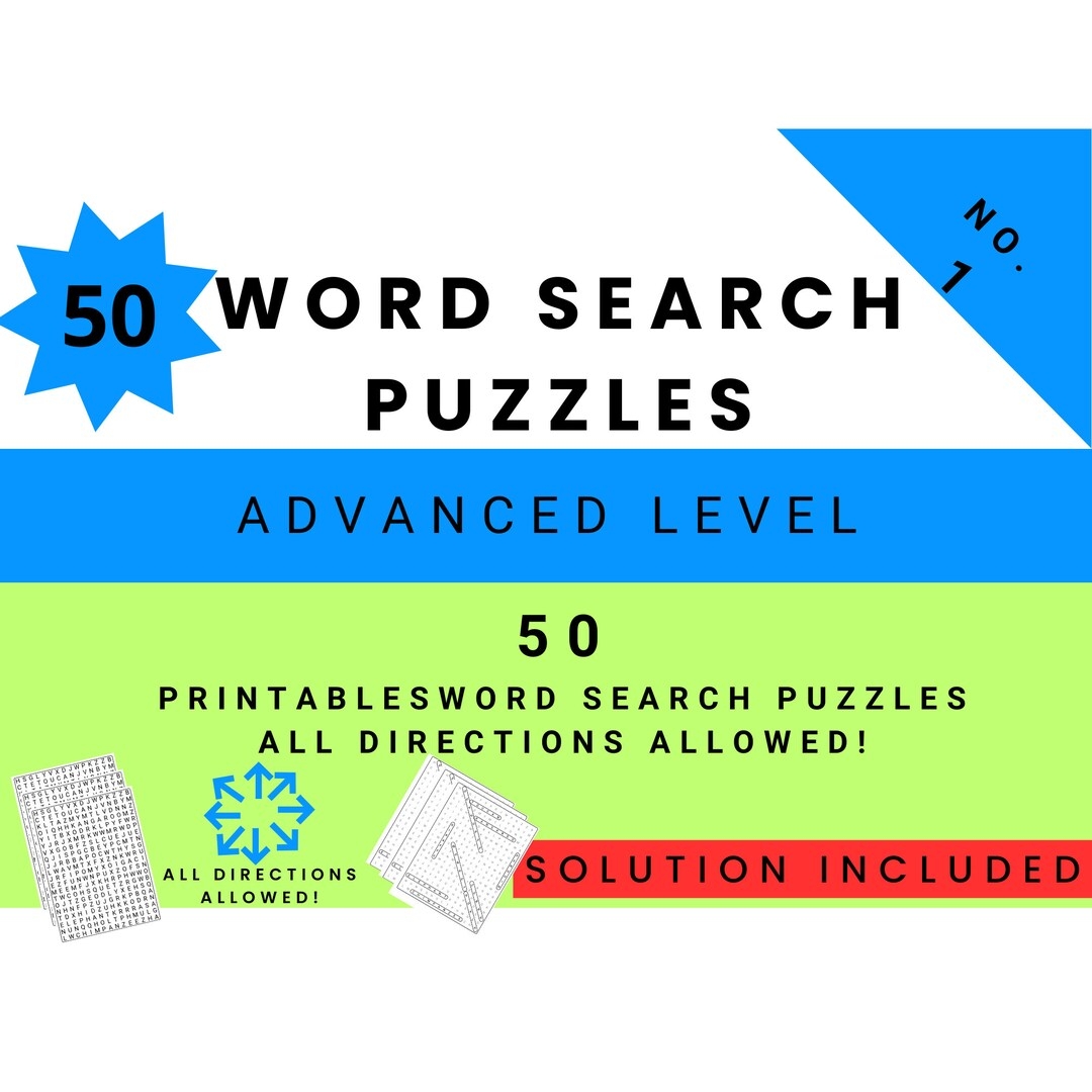Word Search Advanced Level Adult Printable Games Teens Printable Games Word Search Printables Mind Training Adult Puzzles Summer Games Etsy