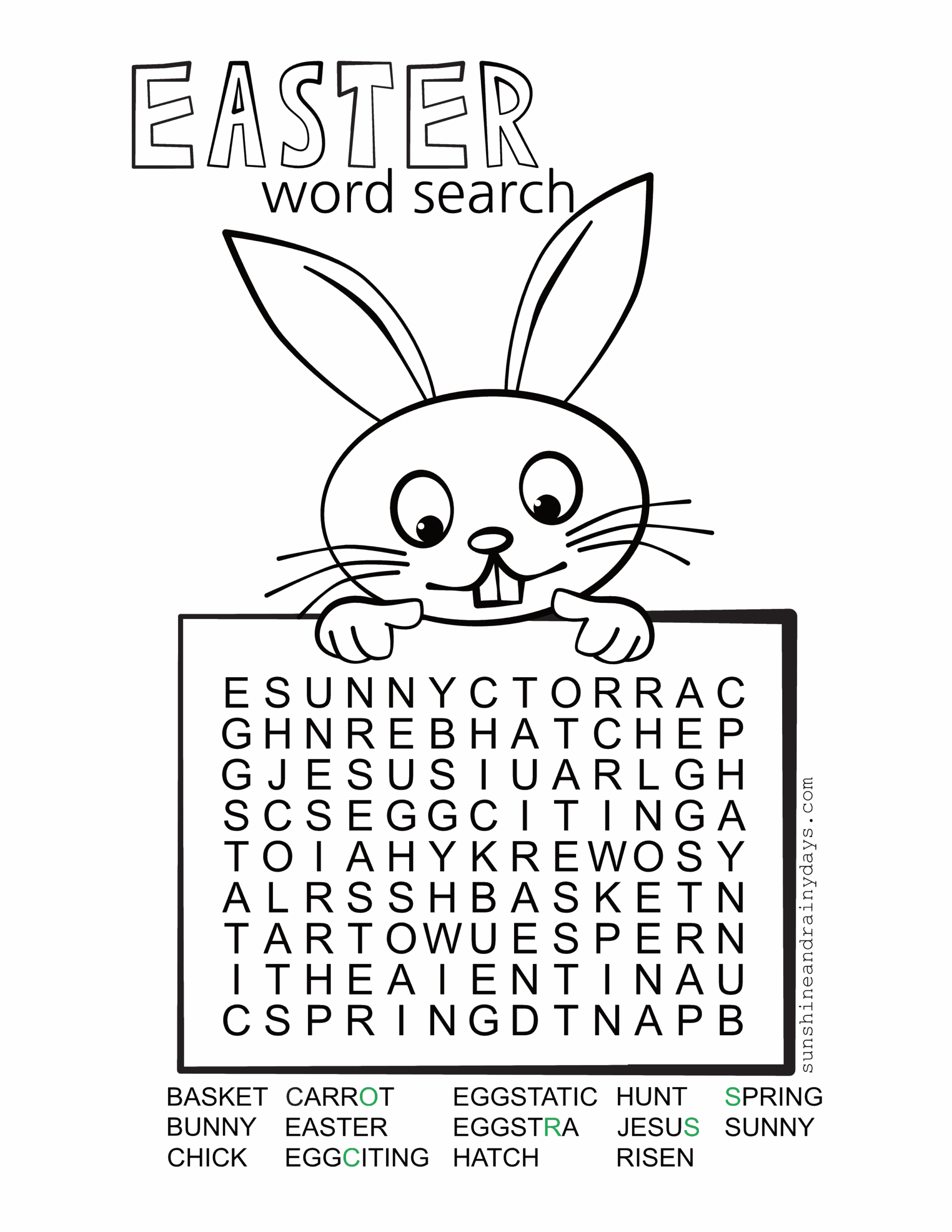 Word Search Easter Printable Printable Party Favors