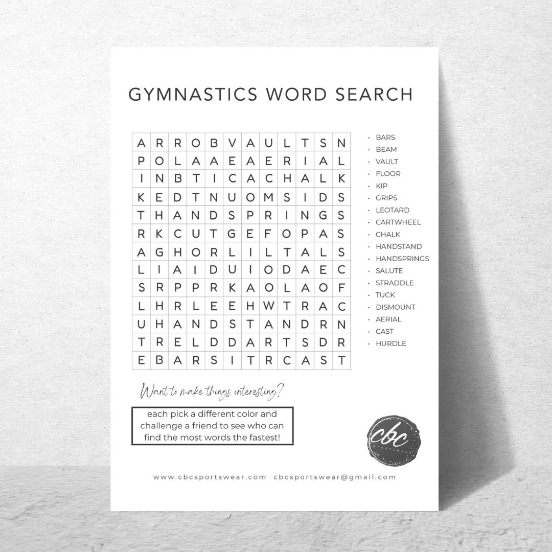 Word Search For Gymnast Activity Pages Gymnastics Party Game Printable Gymnastics Team Gift For Gymnast Gift Instant Download Puzzle Etsy
