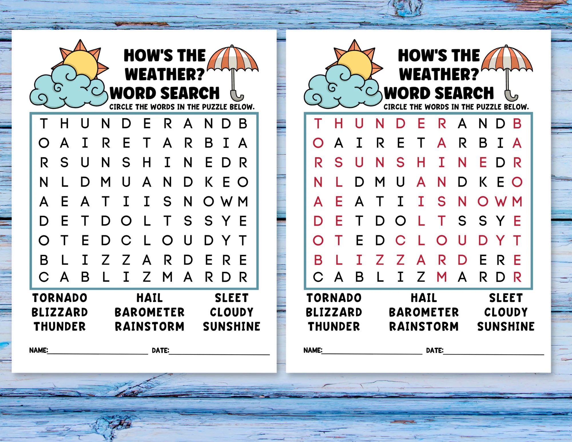 Word Search For Kids Weather Activities Homeschool Printables Worksheets Download Spring Learning Spring Activities For Kids Games Etsy