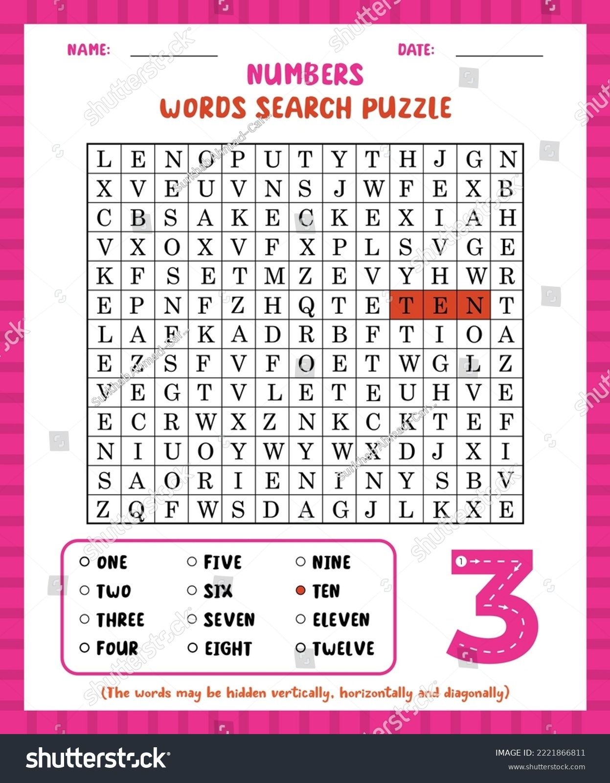 word search game numbers word search stock vector royalty free 2221866811 shutterstock