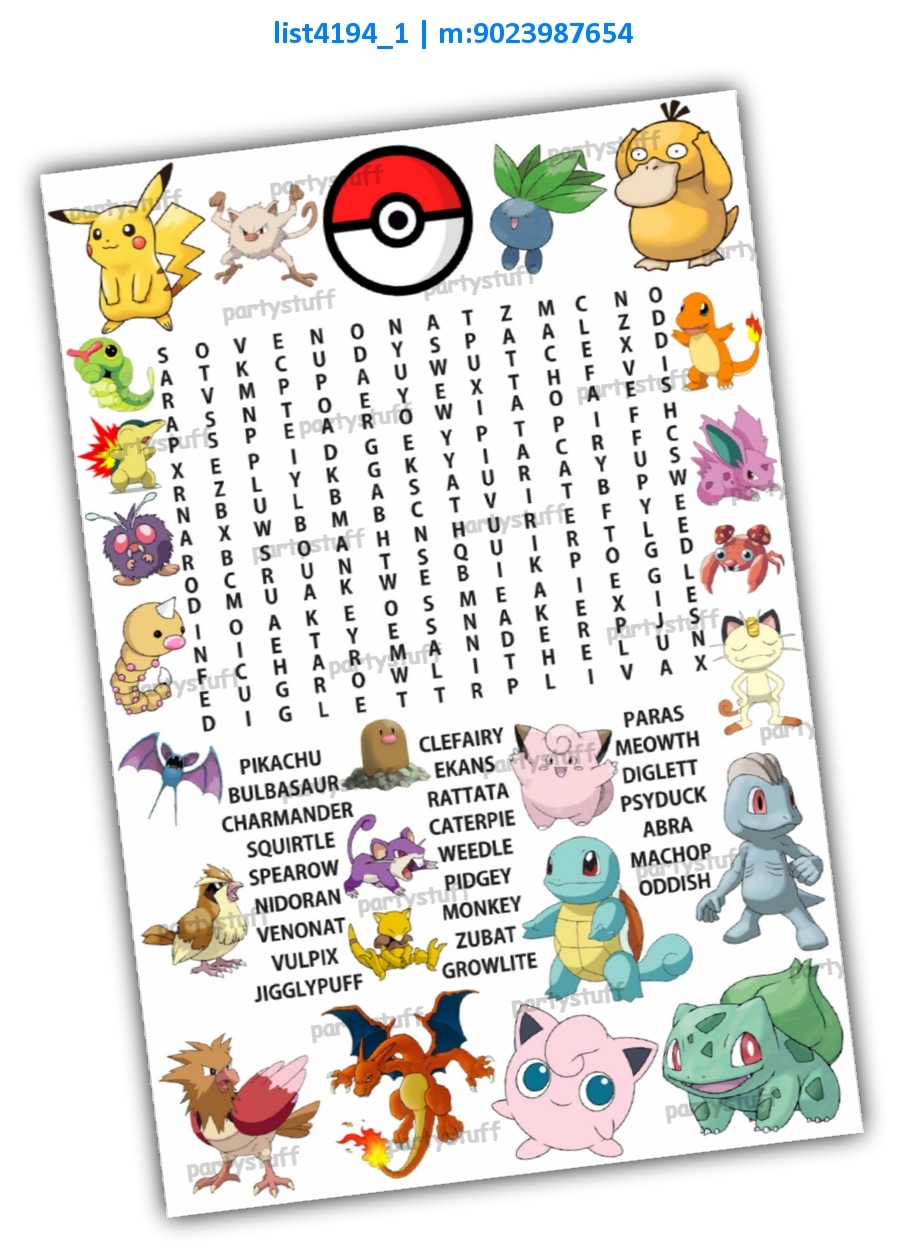 Word Search Mind Games Paper Games Pokemon Designs
