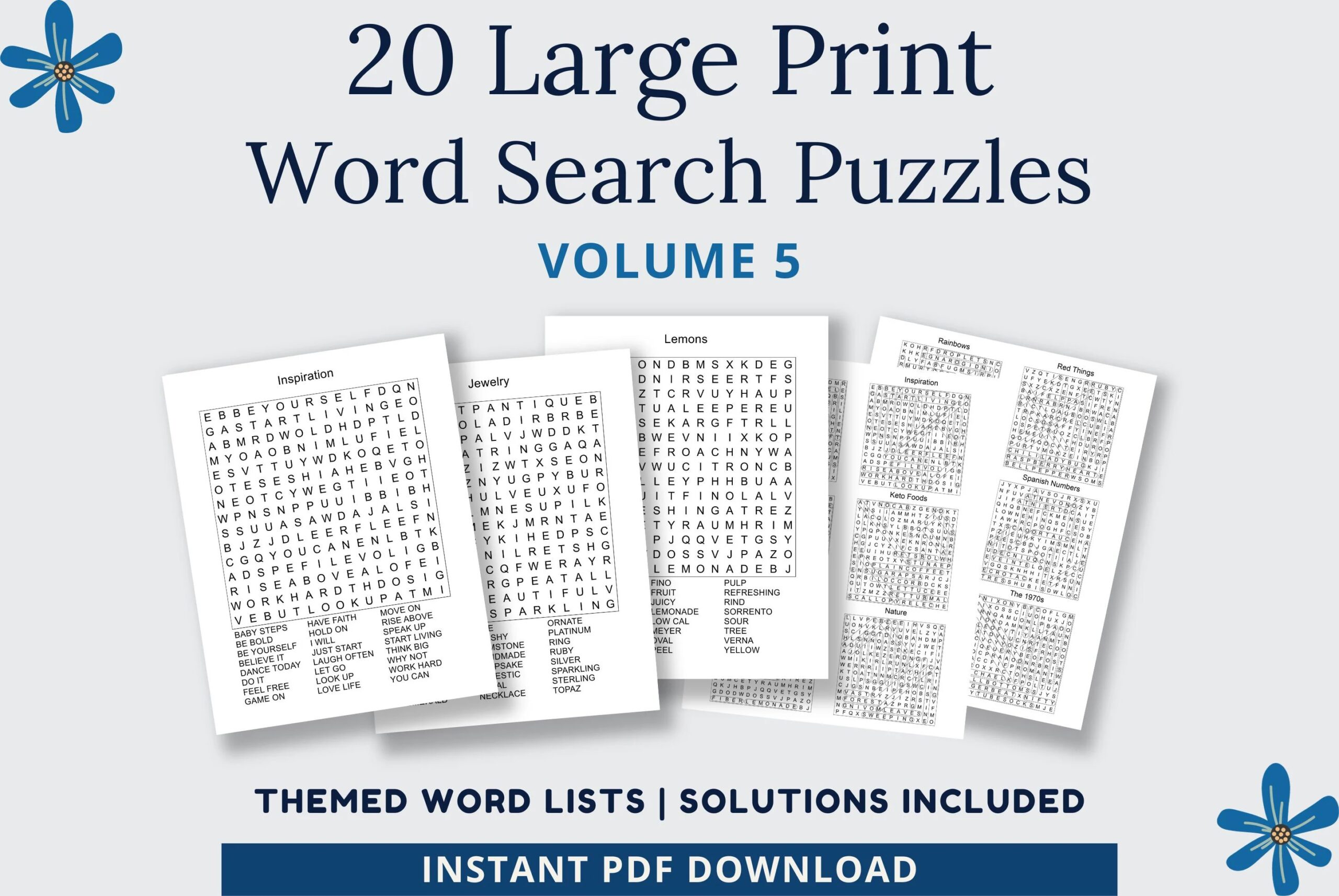 Word Search Printable 20 Word Search Puzzles For Adults Large Print Printable Games Digital Download Vol 5 Etsy Word Search Printable 20 Word Search Puzzles For Adults Large Print Printable Games Digital Download Vol 5 Etsy
