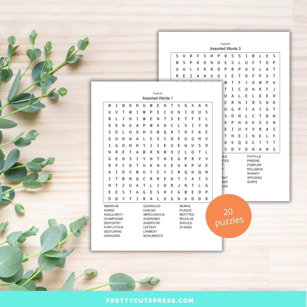 Word Search Printable Puzzles 20 Print At Home Activity Pages For Adults Search And Find Word Game Activites For Travel And Leisure Etsy