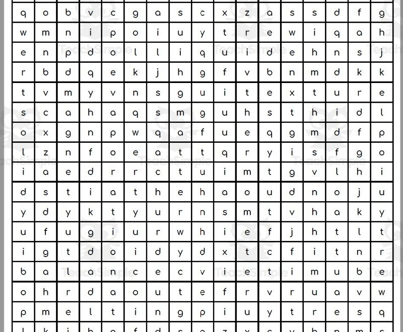 Word Search Properties And States Of Matter By Teach Simple