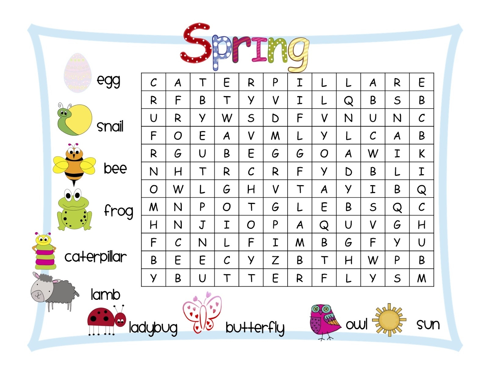 First Grade Word Search Printable