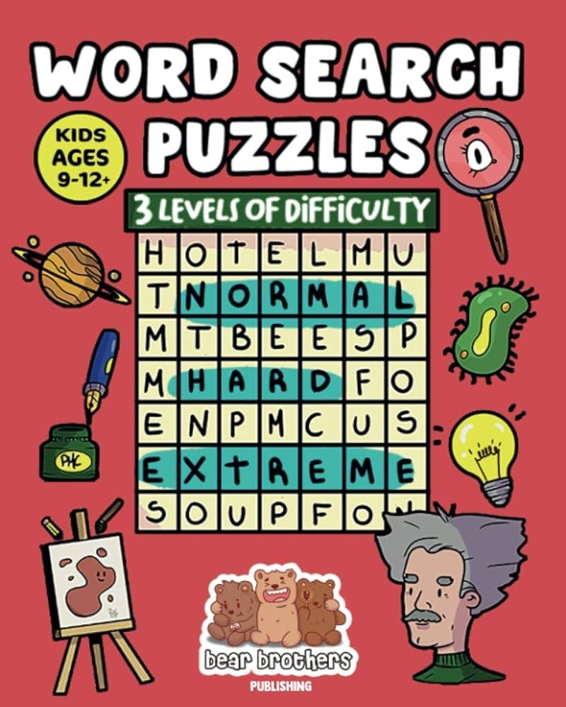 Word Search Puzzle 3 Levels Of Difficulty Normal Hard Extreme Kids Age 9 12 For Teens Learning Vocabulary Improve Reading Large Print Publishing Bear Brothers 9798708629371 Amazon Books