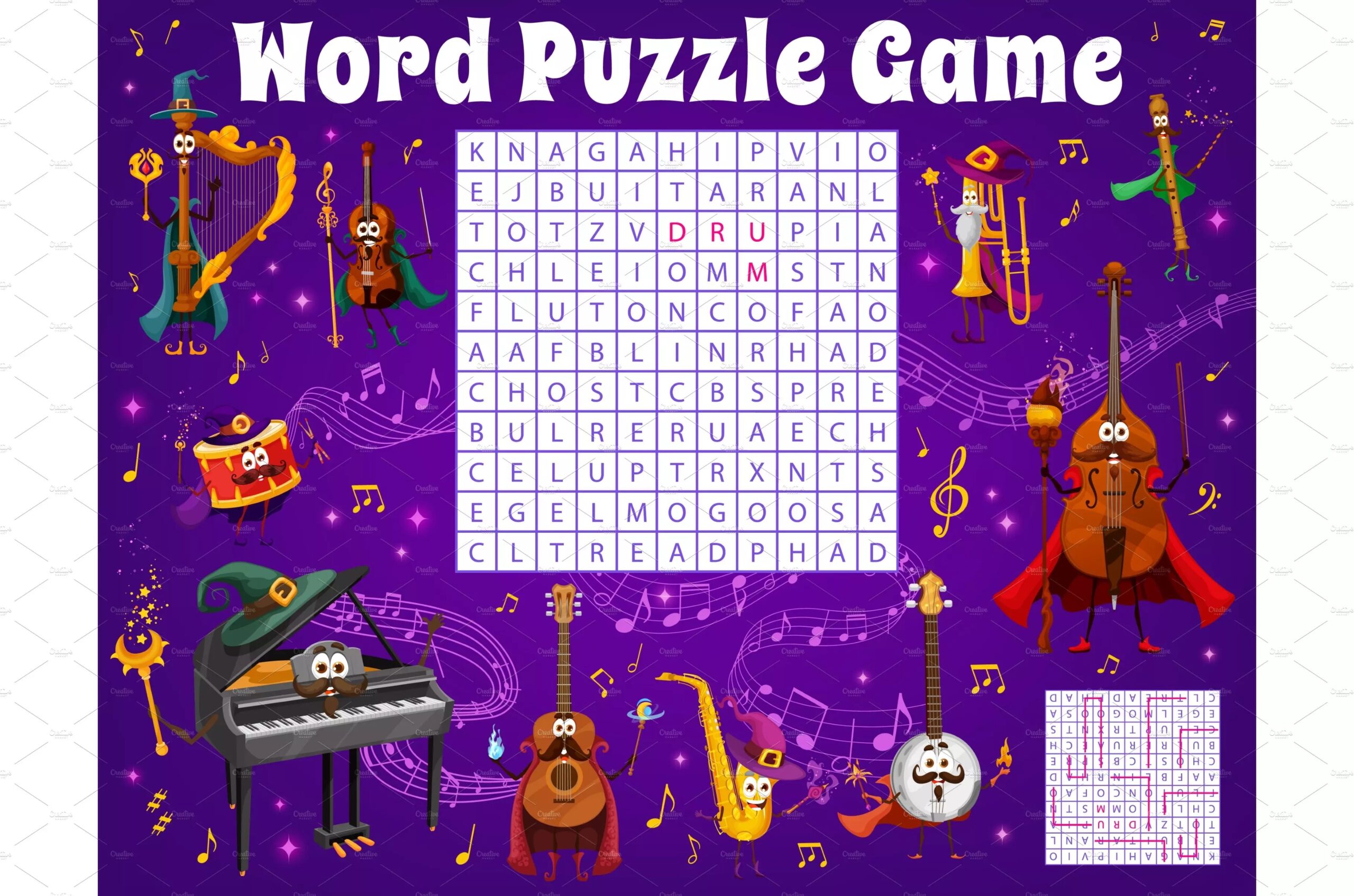 Piano Music Worksheets Printable Word Search
