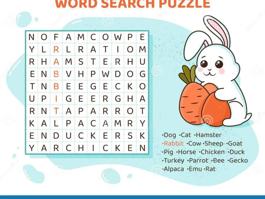 Word Search Puzzle With Domestic Animals And Pets Stock Vector Illustration Of Character Printable 278071056