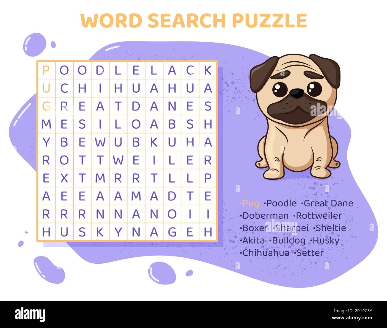 Dog Breed Word Search Printable
